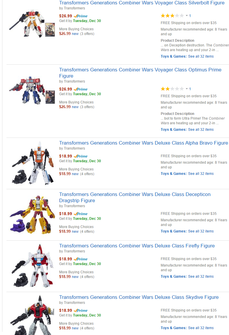 Transformers News: Transformers Generations Combiner Wars Wave 1 Voyagers & Deluxes Now In Stock @ Amazon