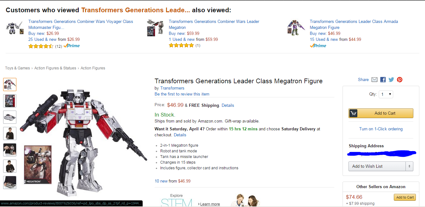 Transformers News: Combiner Wars Leader Class Megatron Available Now On Amazon
