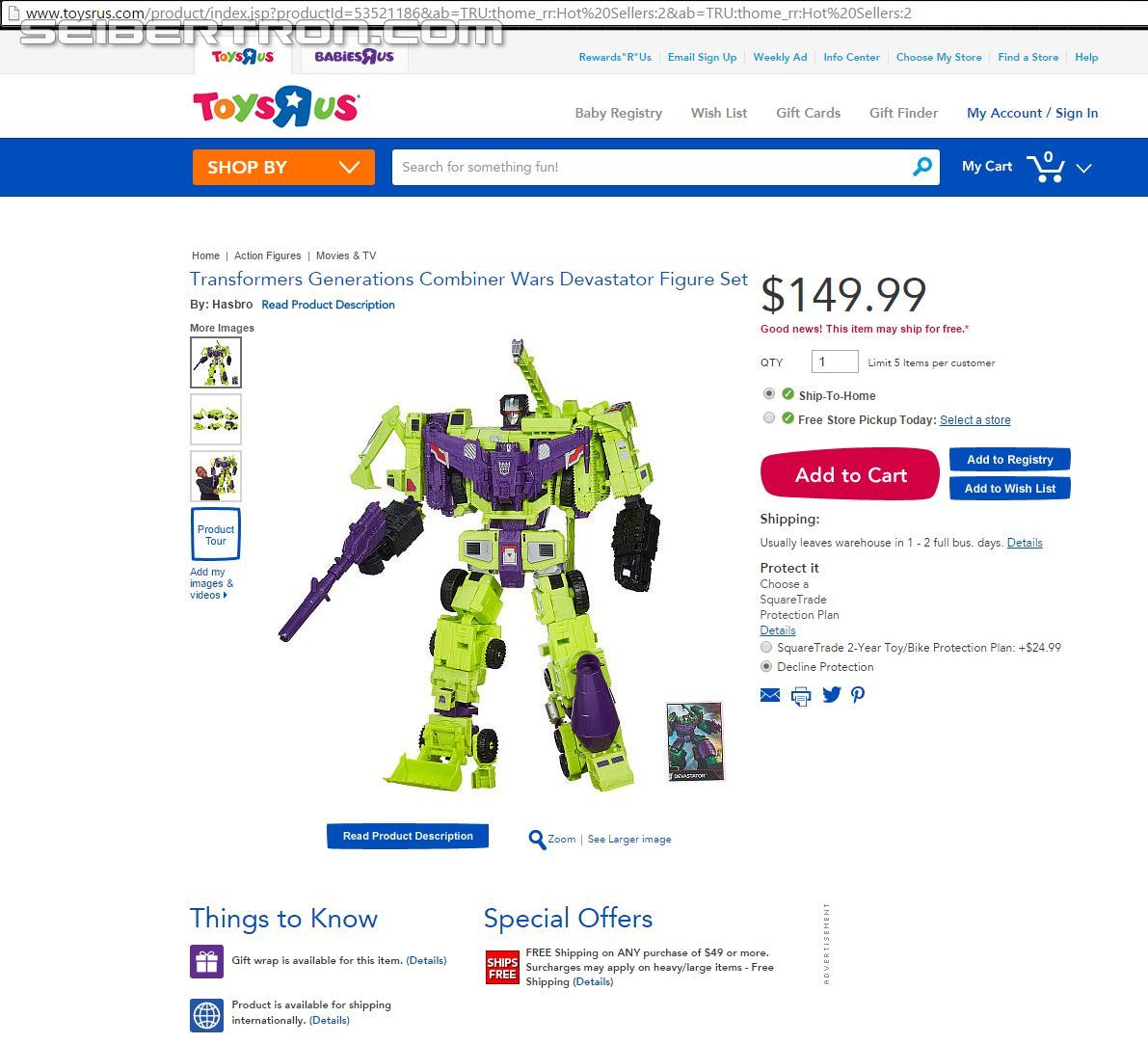 Transformers News: Transformers Combiner Wars Devastator: Now In-stock @ ToysRUs.com!