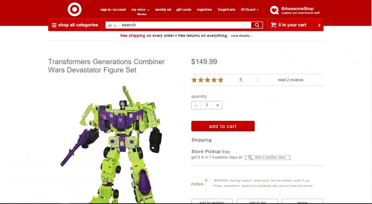 Transformers News: Devastator Now Available At Target.com