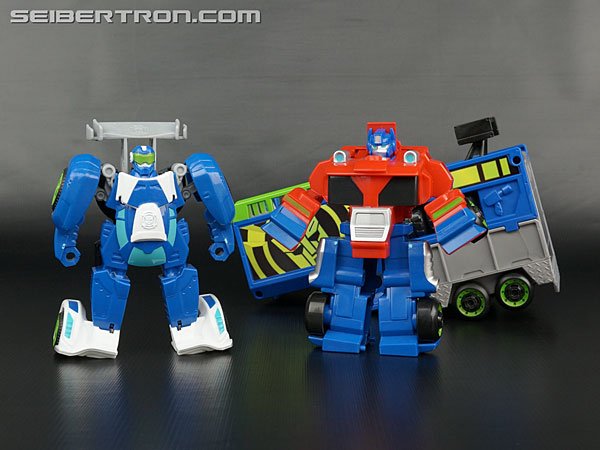 Transformers News: New Galleries: Rescue Bots Optimus Prime Racing Trailer with Blurr
