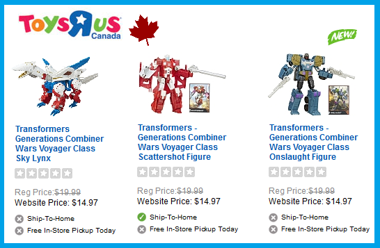 Transformers News: Transformers Combiner Wars: Skylynx, Onslaught, & Scattershot Listed At ToysRus.ca