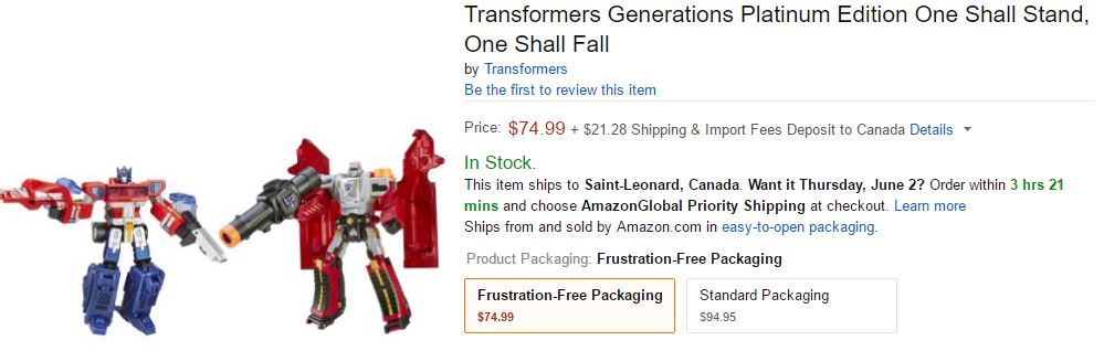 Transformers News: Transformers Generations Platinum Edition One Shall Stand, One Shall Fall Set Available on Amazon