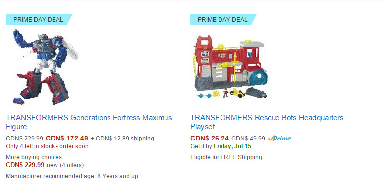 Transformers News: Amazon Prime Day Transformers Deals: Combiner Wars G2 Bruticus,Fort Max, Rescue Bots Griffin Rock HQ