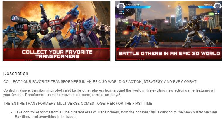 Transformers News: New Transformers: Generations Collide Mobile Game Announced
