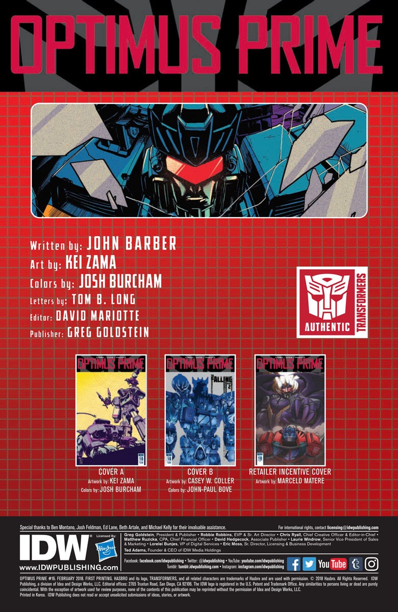 Transformers News: Full Preview for IDW Transformers Optimus Prime #16