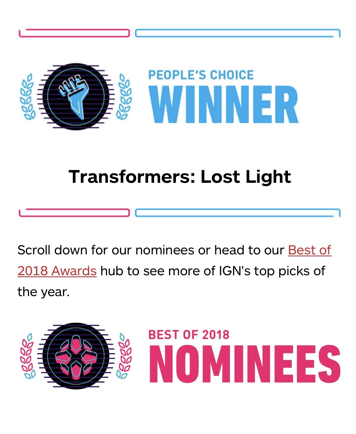 Transformers News: IDW's Transformers: Lost Light wins IGNs Best Comic Series 2018 People's Choice Award