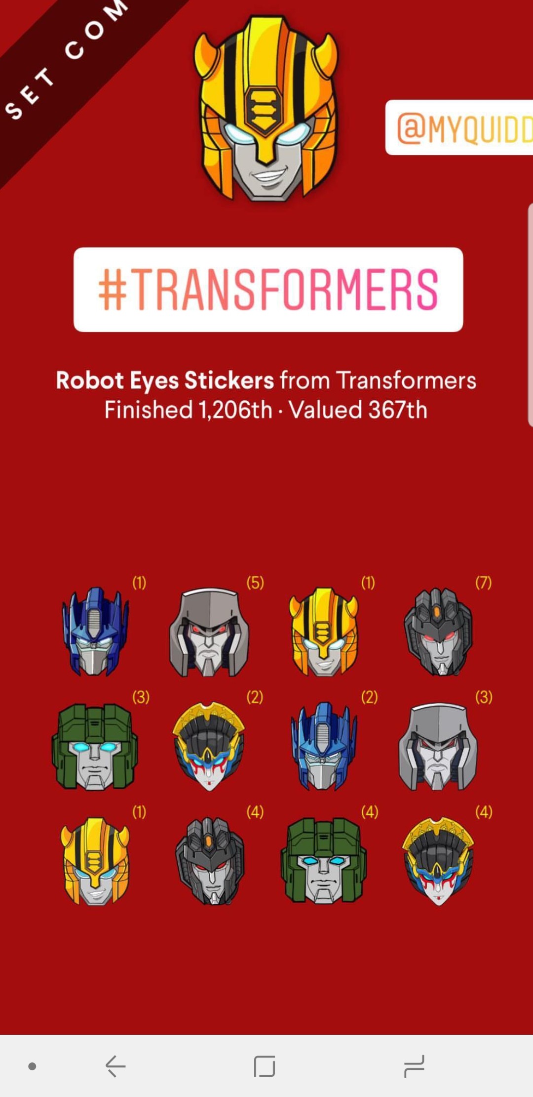 Transformers News: New Officially Licensed Transformers Digital Stickers on Quidd