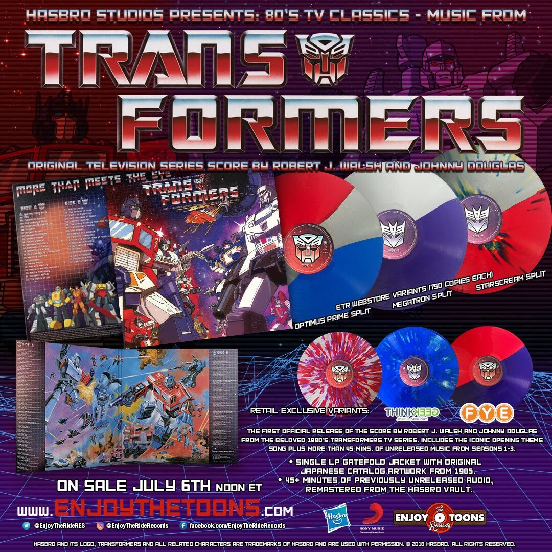 Transformers News: G1 Transformers Original Score Repress from Enjoy the Ride Records, plus Retail Variants