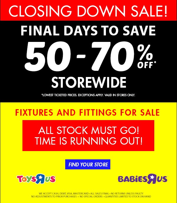 Transformers News: Toys R Us Australia Closing Down Sale at 50% Discount!