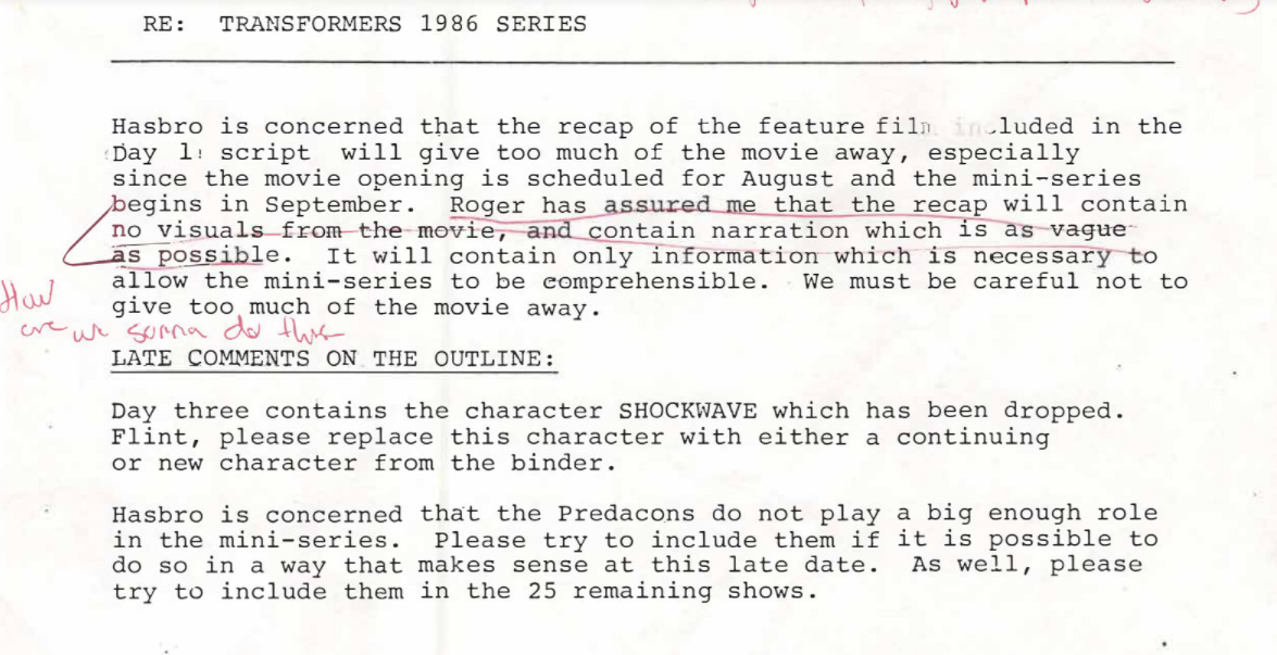 Transformers News: Hasbro Memo From 1986 Asks to Replace Shockwave in the Cartoon and Add More Predaking
