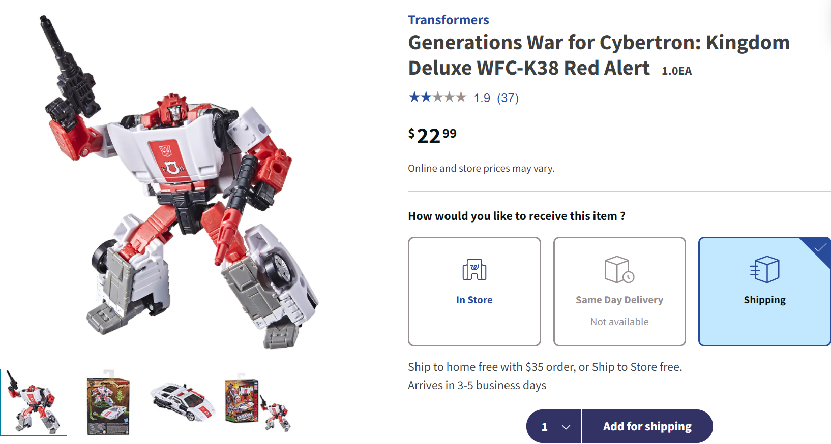 Transformers Kingdom Red Alert Finally Available on Walgreens Website