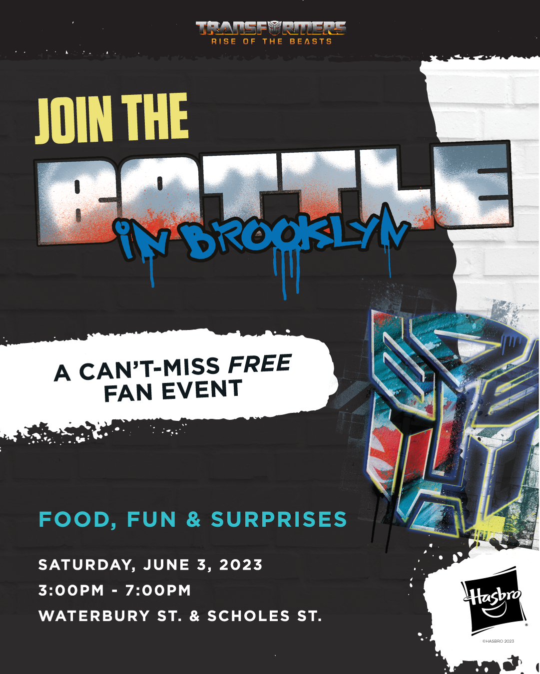 Details of Free Fan Event for Transformers Rise of the Beasts in Brooklyn
