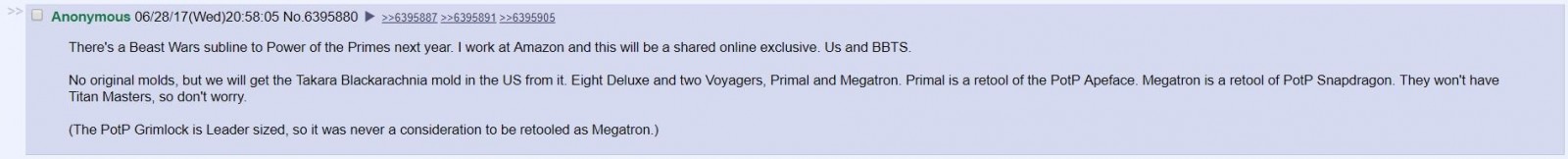 Transformers News: Generations Power of the Primes Rumour: Exclusive Beast Wars Subline