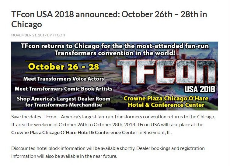 Transformers News: TFCon USA 2018