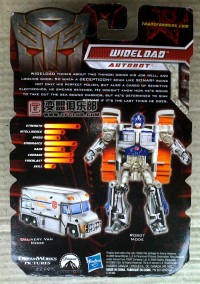 Transformers News: Back Packaging of Revenge of the Fallen Scout Wideload