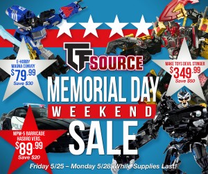 Transformers News: TFSource Memorial Day Weekend Sale! Hasbro MPM-5 Barricade, MT Devil Stinger & eHobby Magna Convoy!