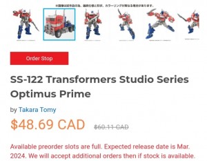 Transformers News: Takara's Release of SS ROTB Prime is Selling Out Fast and Harder to Get for Americans