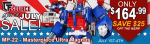 Transformers News: TFsource News! 4th of July Weekend Sale - MP-22 Only $164.99! Titans Return, ToyWorld & More!