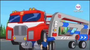 Transformers News: Transformers: Rescue Bots Optimus Prime Racing Trailer with Mirage Listing