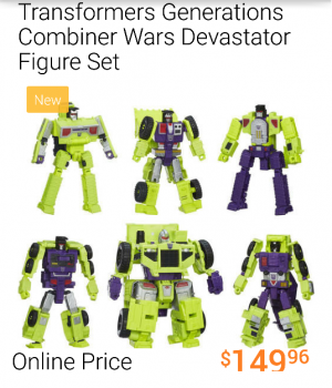 Transformers News: Combiner Wars Devastator Listed On Walmart's Smartphone App, But Not The Website