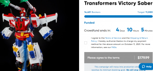 Transformers News: Tier 1 for Victory Saber Crowdfunding Project has been Achieved