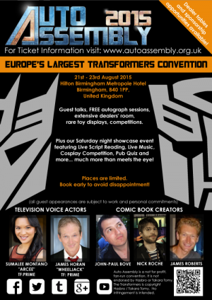 Transformers News: Auto Assembly 2015 Guest Update: JP Bove, James Roberts, Nick Roche Confirmed