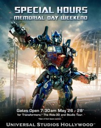 Transformers News: Universal Studios Hollywood Transformers: The Ride 3D Opening at 7:30 AM Memorial Day Weekend