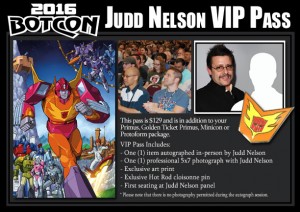 BotCon 2016 Update - Judd Nelson VIP Pass General Admission Ticket