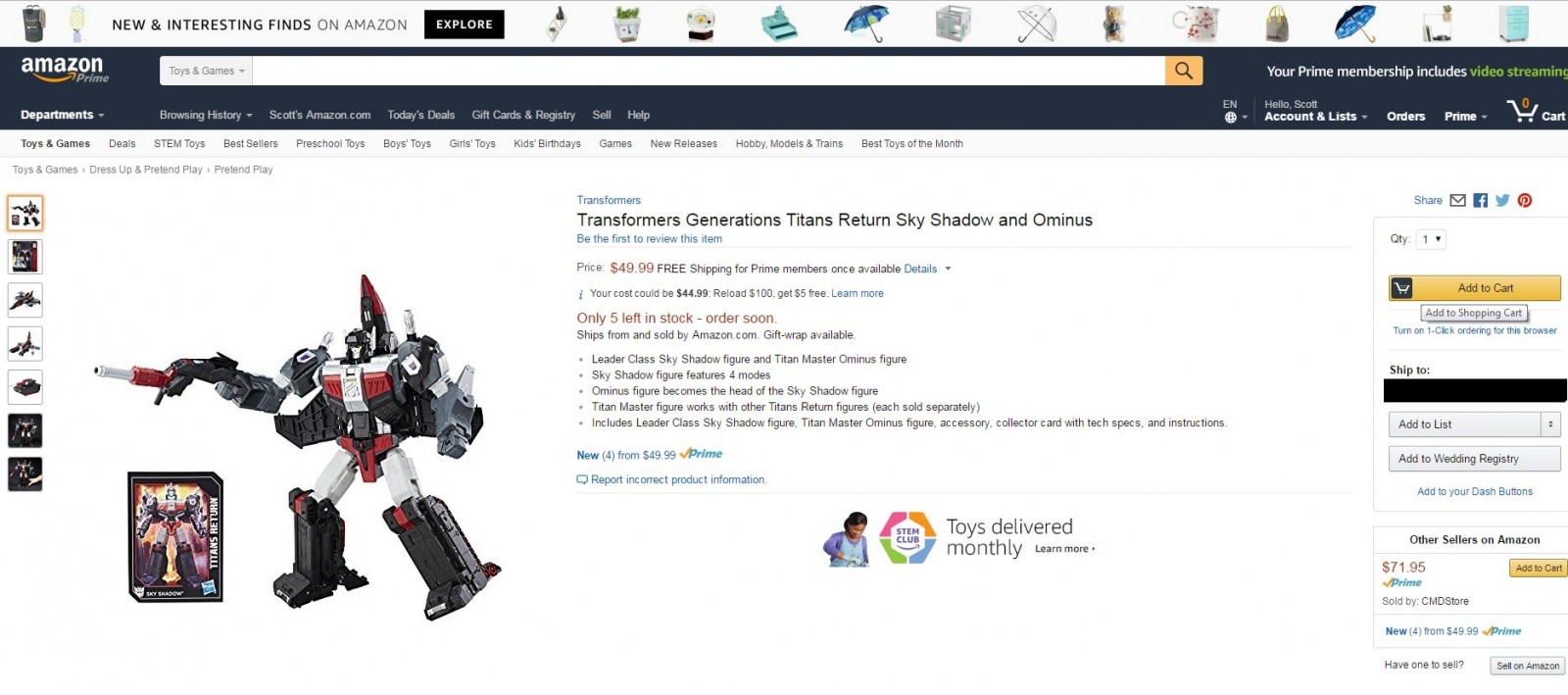 Transformers News: Titans Return Sky Shadow In and Out of Stock at Amazon.com