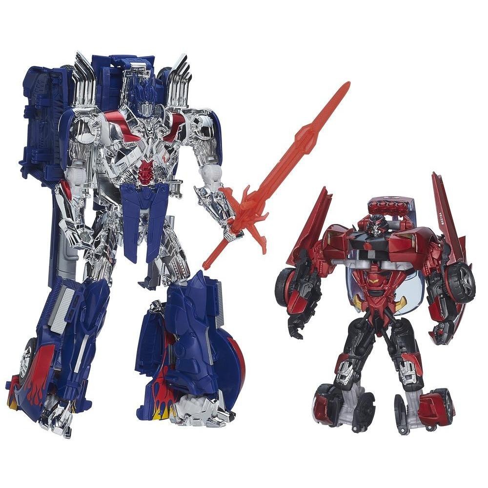 Transformers News: Steal of a Deal: Age of Extinction Leader Class Optimus Prime with Sideswipe for $59.99 on HTS