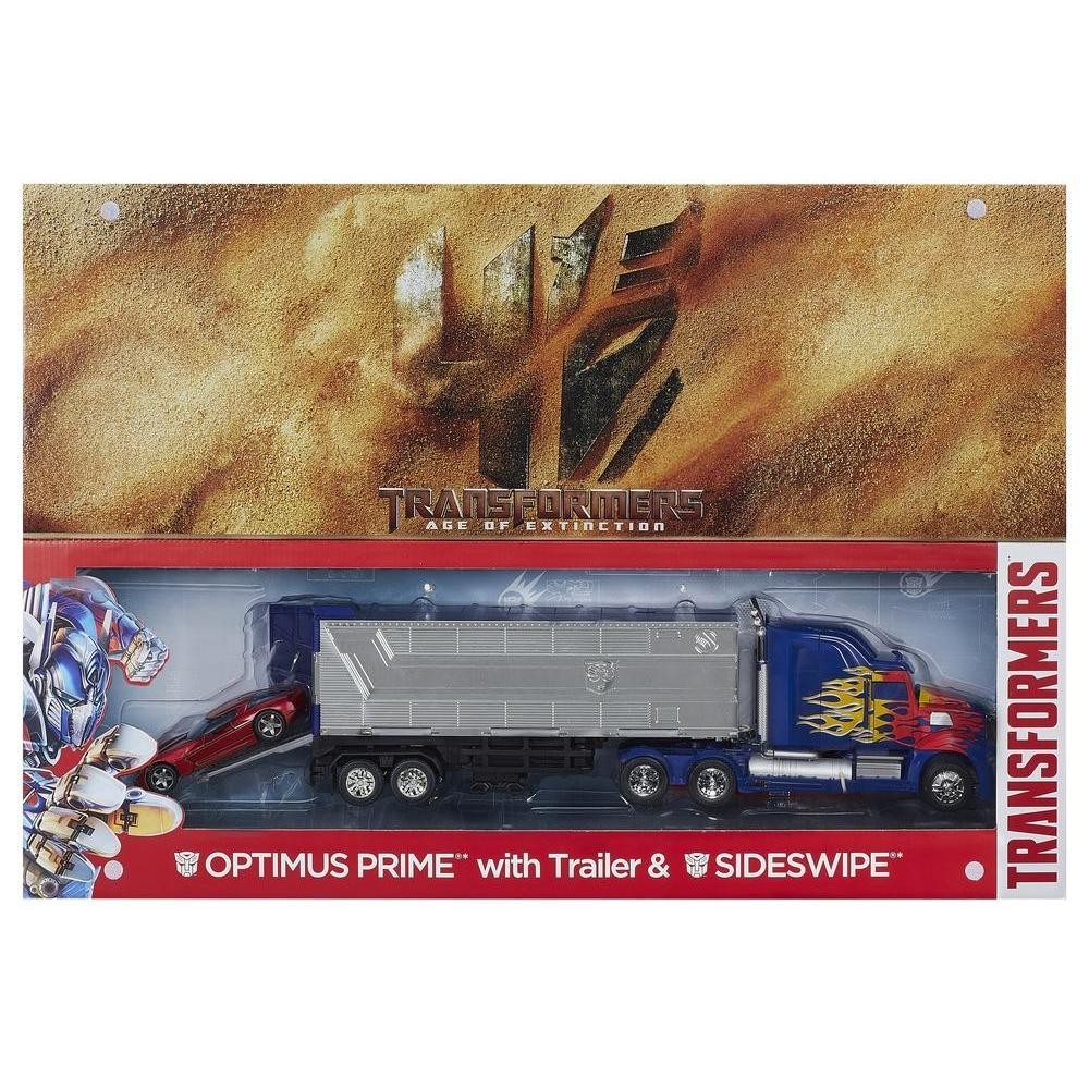 Transformers News: Steal of a Deal: Age of Extinction Leader Class Optimus Prime with Sideswipe for $59.99 on HTS