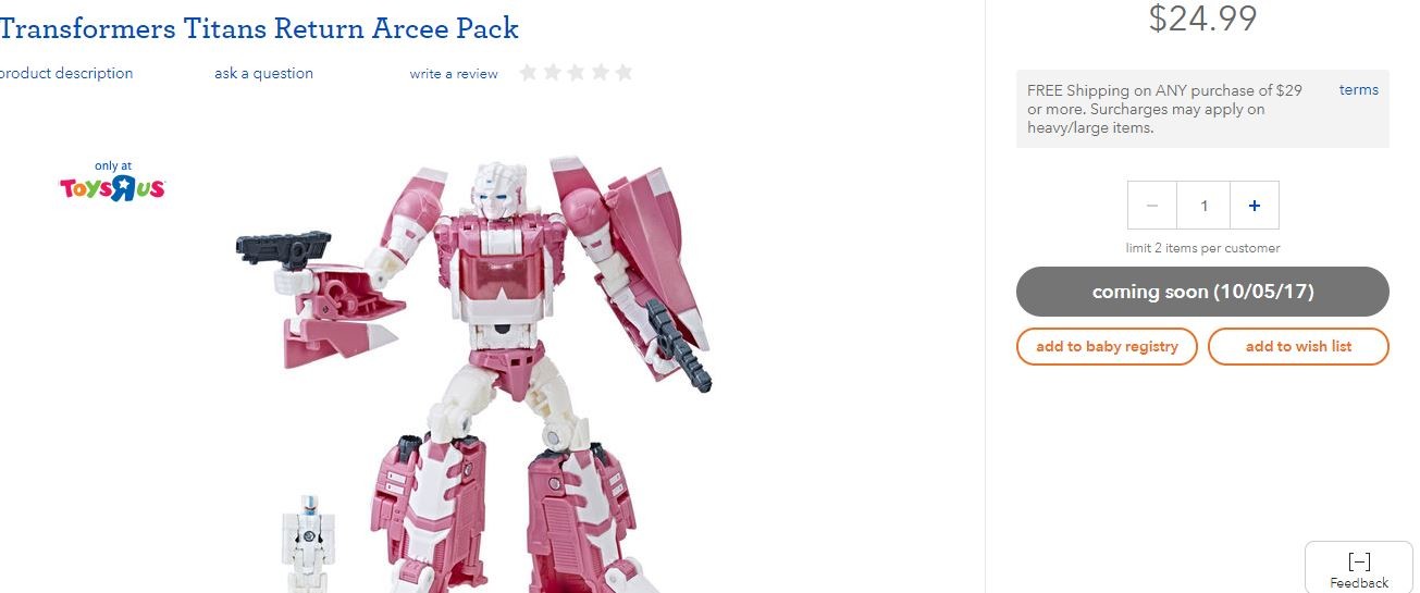 Transformers News: Transformers Titans Return Arcee will be Available at Toysrus