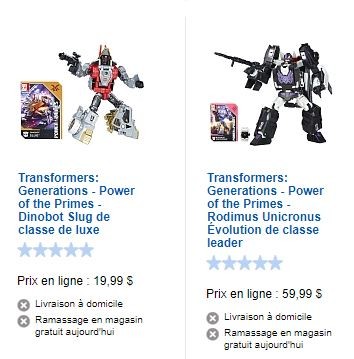 Transformers News: Prices Revealed from Early Listings for Transformers Power of the Primes Toys in Canada