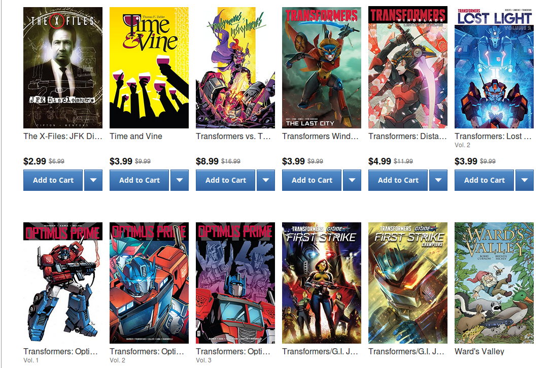 Transformers News: ComiXology.com IDW Recent Hits Sale, featuring Transformers and Hasbro Universe