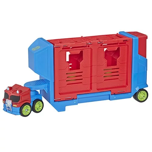 Playskool heroes transformers rbt optimus hot sale prime race track trailer playset