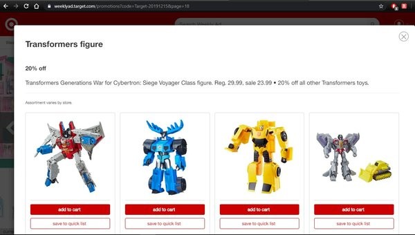 Transformers News: Steal of a Deal - Target Running 20% Off Coupon for All Transformers