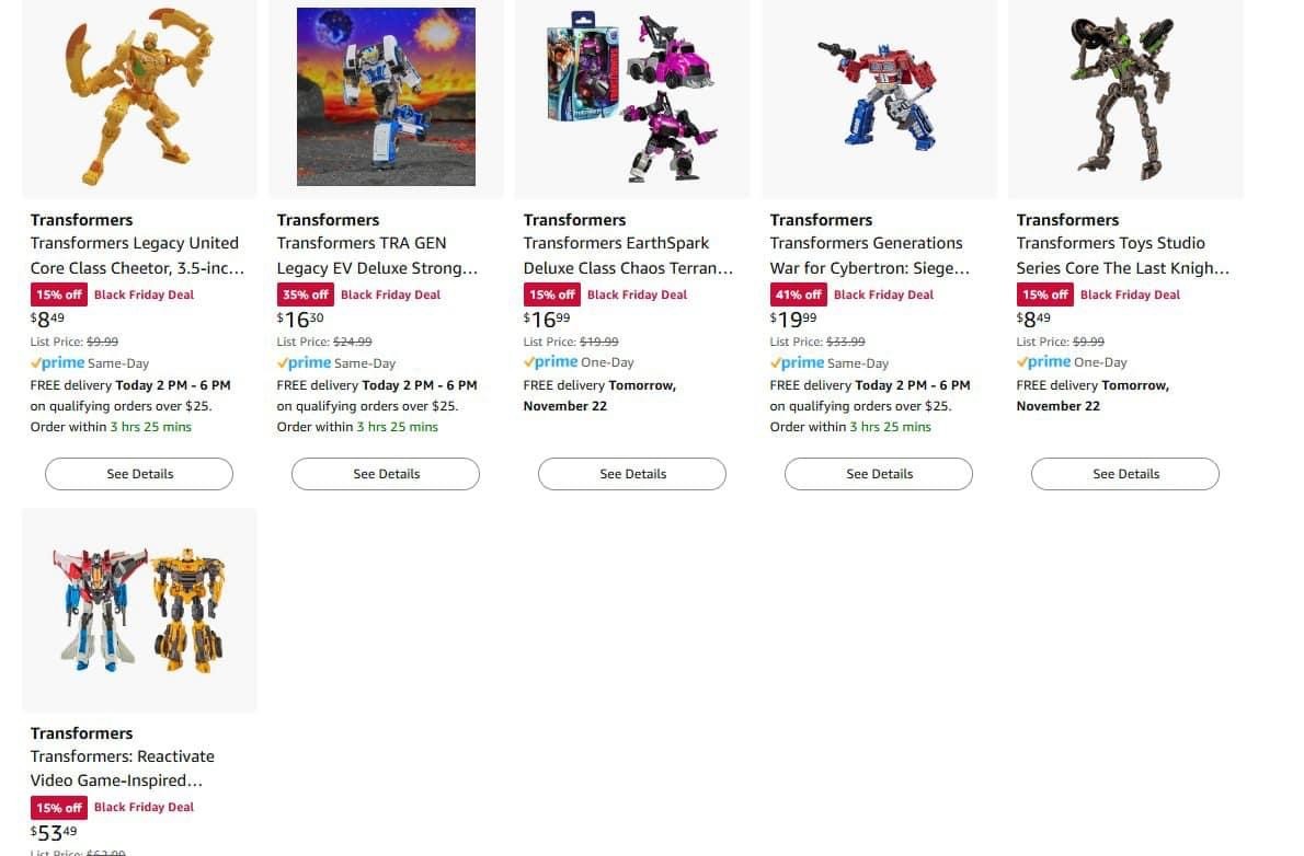 Lots of Transformers on Sale on Amazon for 2024 Black Friday Week